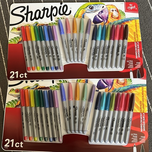 Set of 2 Sharpie Permanent Markers Fine and Ultra-Fine Points Assorted 21 Count - Picture 1 of 5